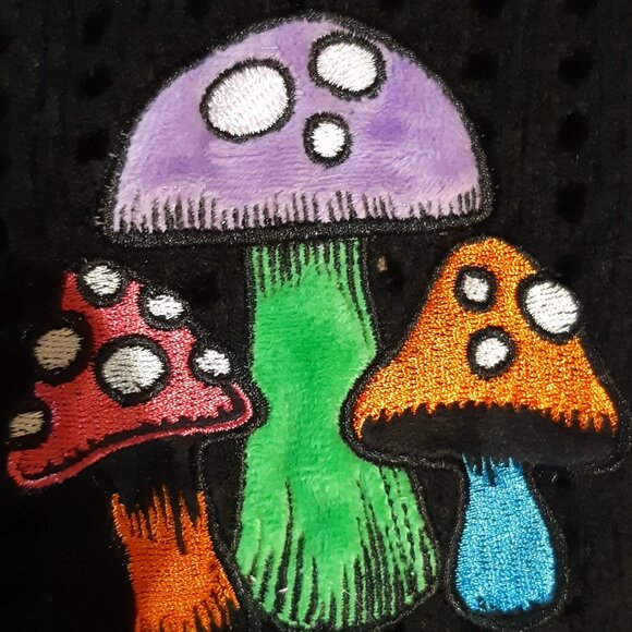 Social Collision Rainbow Icon Crop Knit Black Cardigan XL - Picture 11 of 13